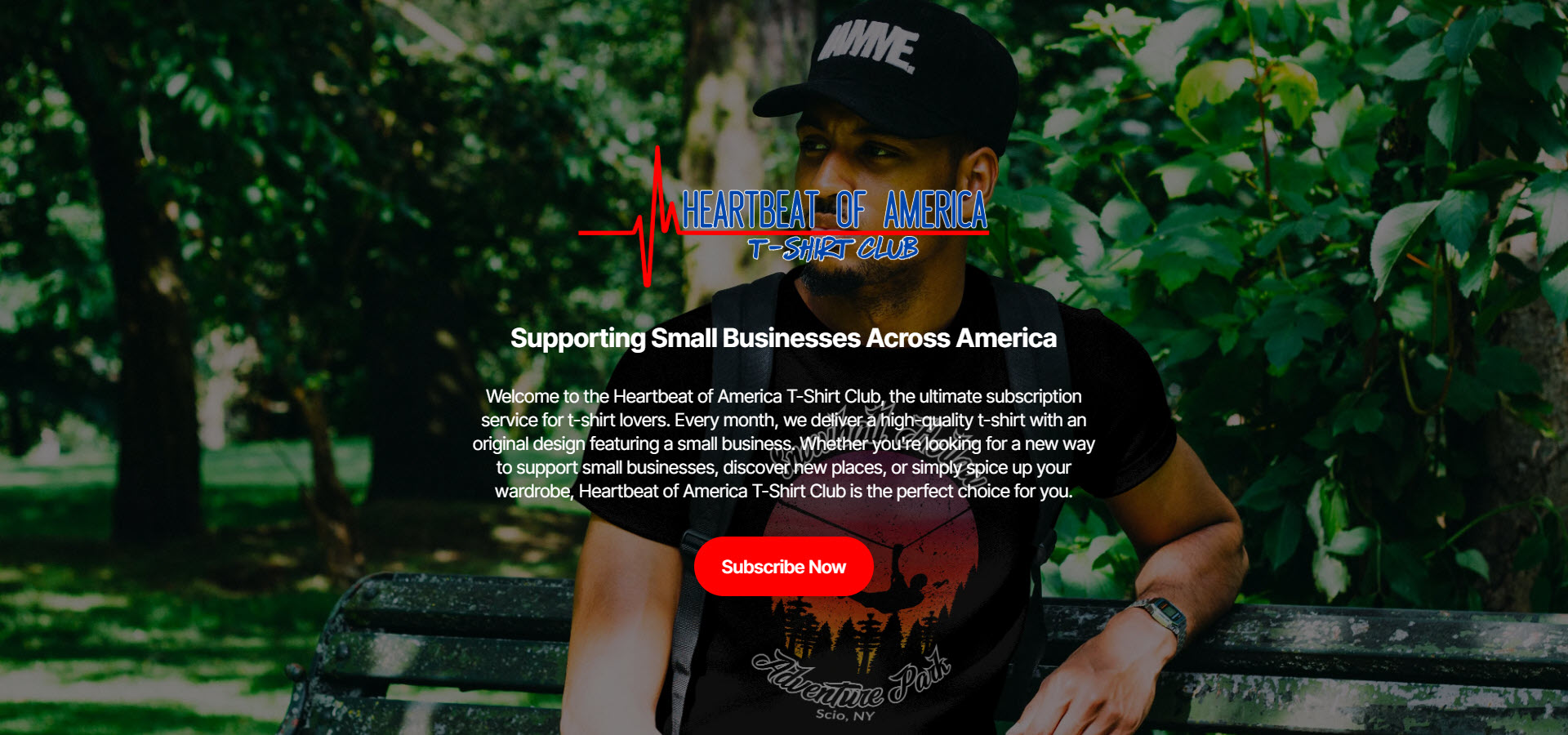 Screenshot of a t-shirt club website