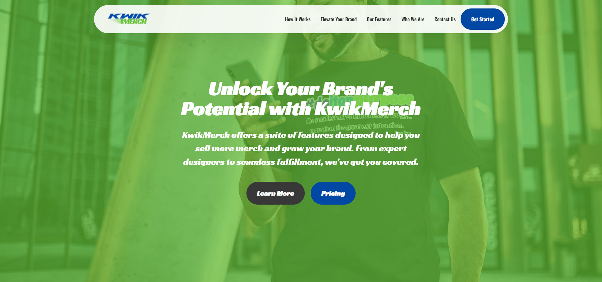 Screenshot of a local merch printing site